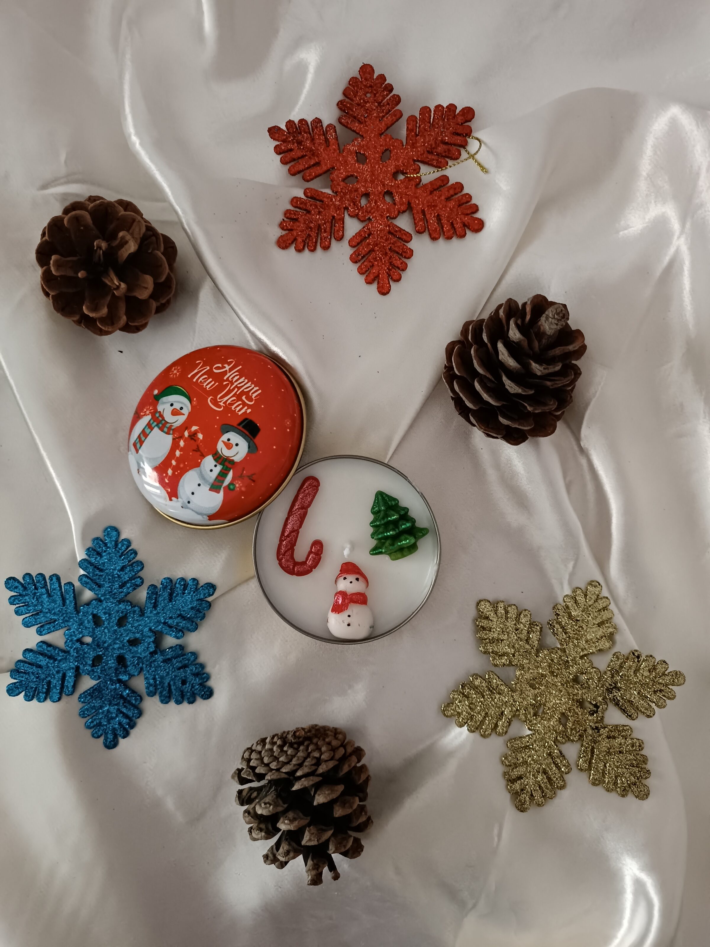 Yılbaşı Kutu Mum Kırmızı Kapak